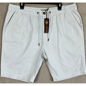 NEW Bench Shorts Mens 2XL Light Blue Casual Chino Stretch Waist Drawstring Logo